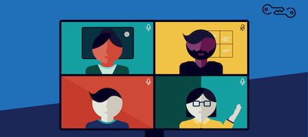illustration of four people on a video call 
